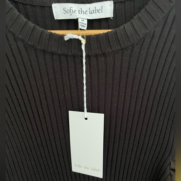 Sofie the Label Puff Sleeve Ribbed Top - Brown Size M NWT - Picture 5 of 7